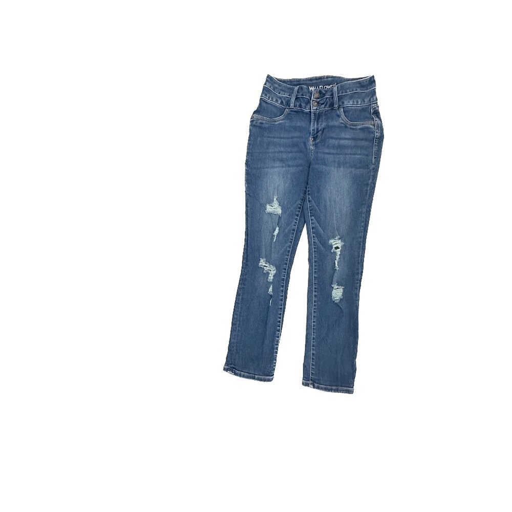 Wallflower The Sassy High Rise‎ Distressed Skinny Women's size 9 Dark Blue Jeans